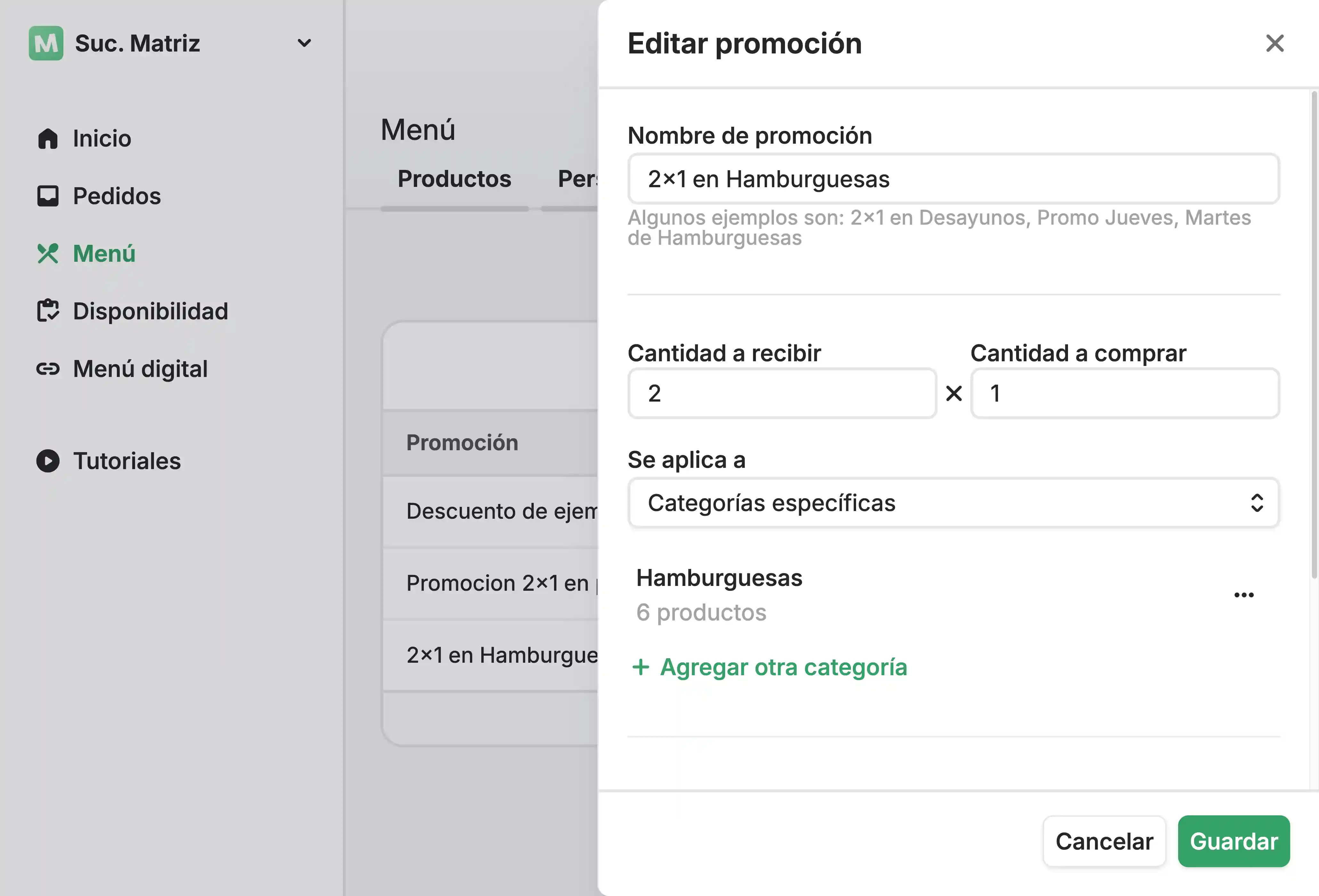 Combos y promociones